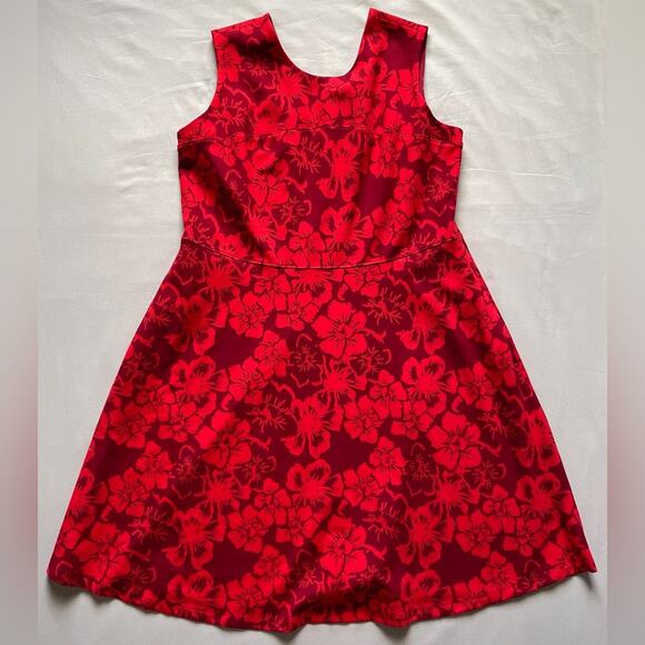 Lands End Red Women’s Sleeveless Hawaiian Floral Print Dress Size 14 Petite - Picture 6 of 7